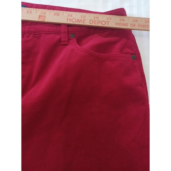 Talbots red corduroy pants 16Petite high rise straight 5-pocket Christmas classi - Picture 8 of 12